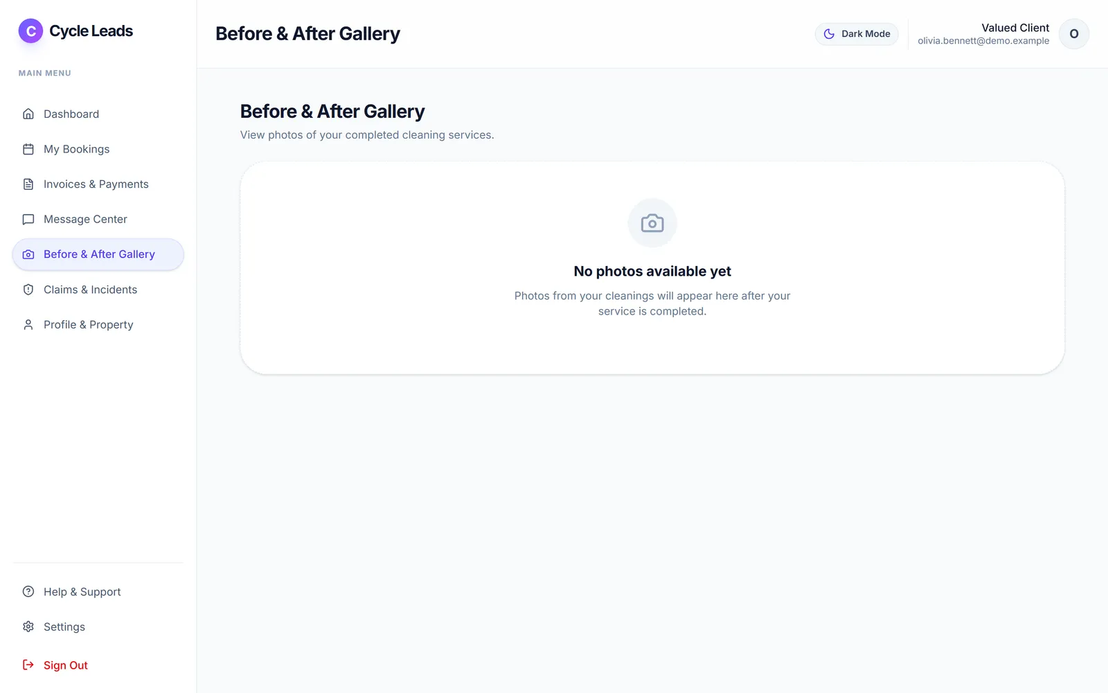 Client Portal: my bookings
