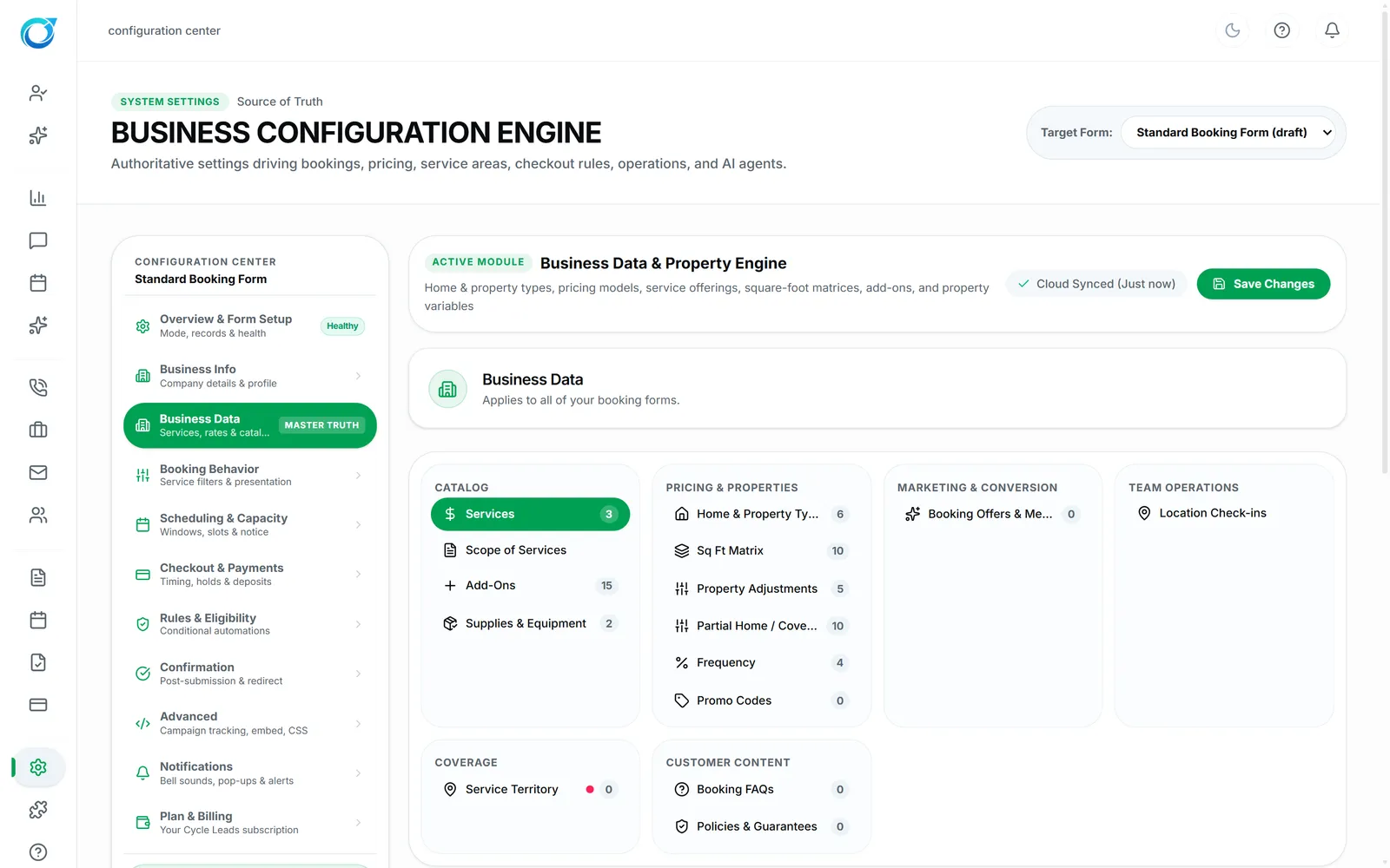 Business Data: services, pricing and catalog