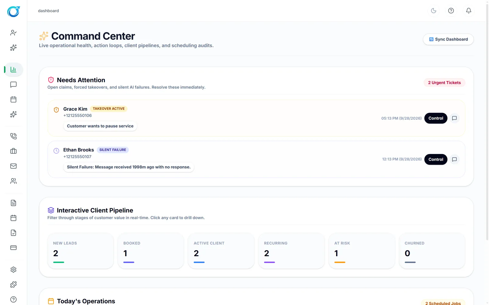 Command Center: Needs Attention and the client pipeline